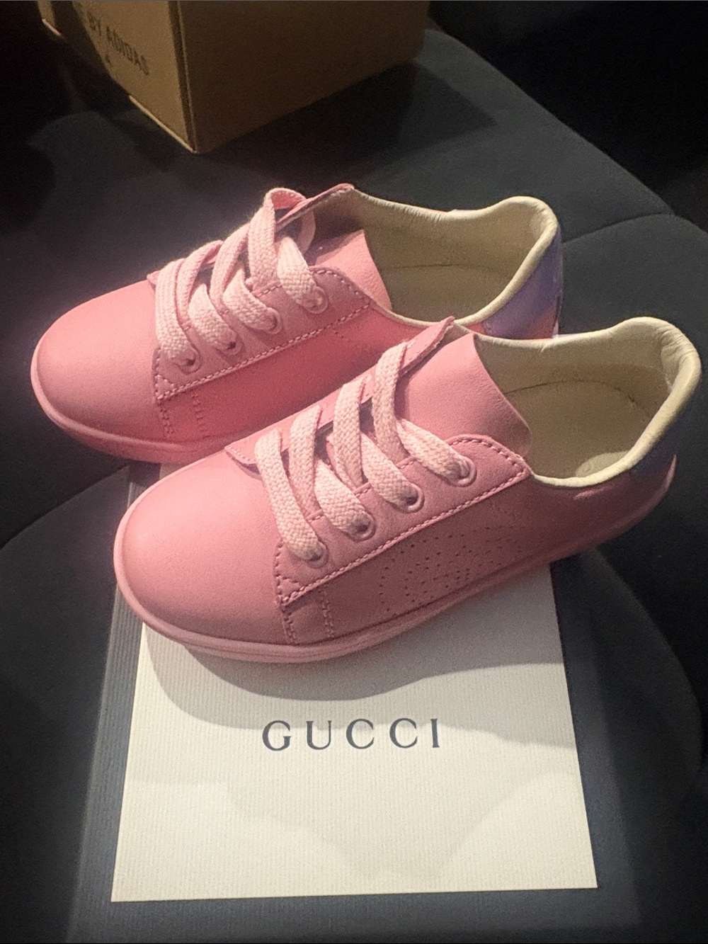 Gucci Kids Pink Leather Low-Top Lace-Up Sneakers